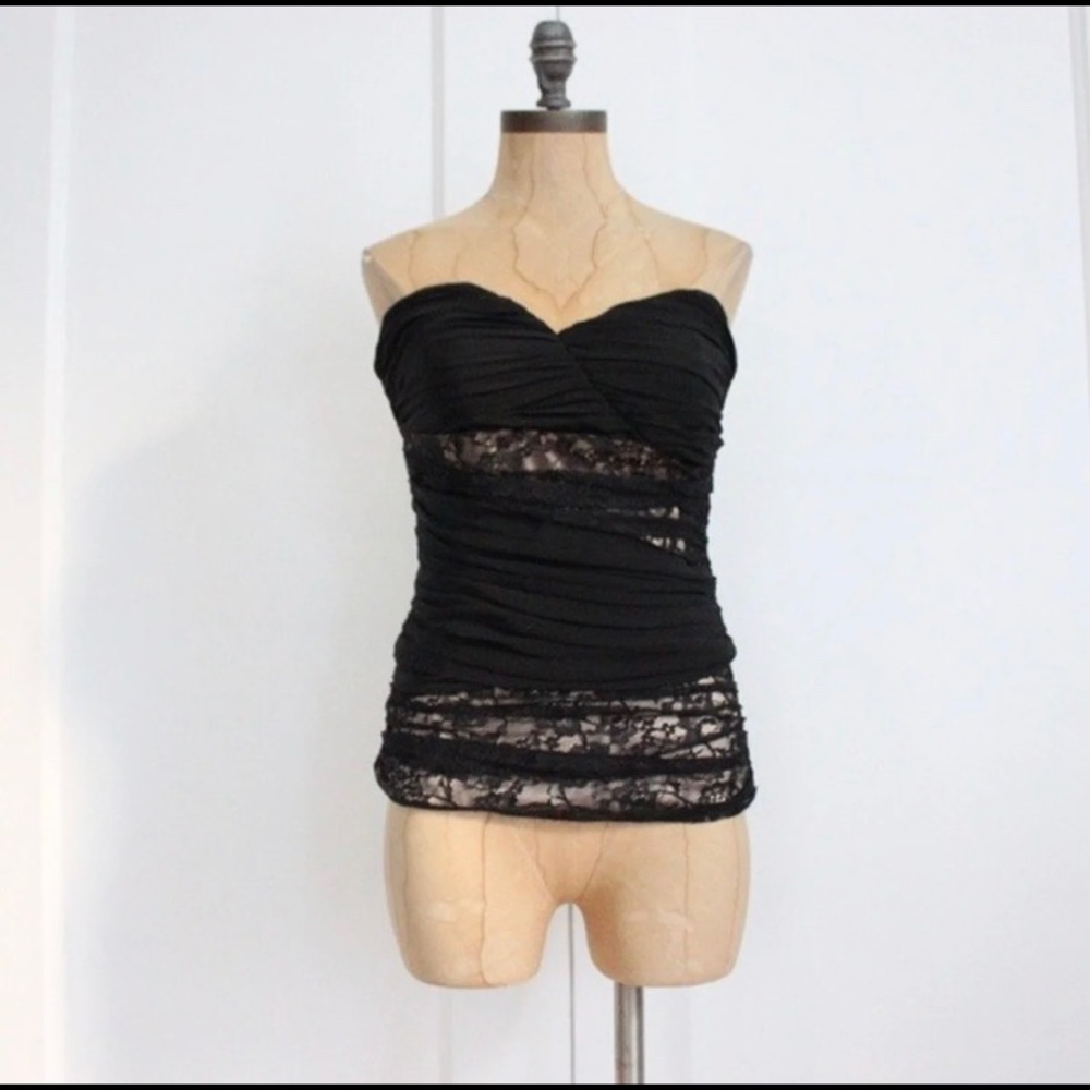 Vintage Bebe Black Lace Corset Top Small